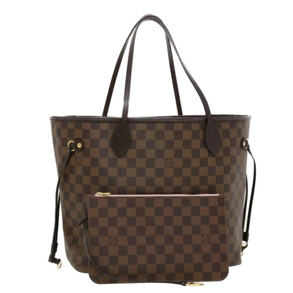 LOUIS VUITTON Damier Ebene Rose valerine Neverfull MM ToteBag N41603 Auth 42621A - Picture 1 of 15